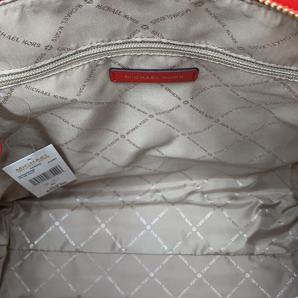 Michael Kors Jet Set Travel Large North South Tote Bag Brown MK Logo Fla… - Picture 9 of 16